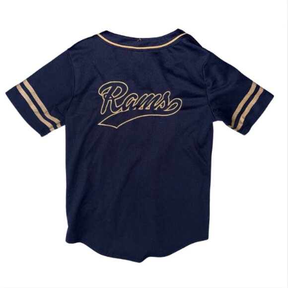 NFL Tops - Blue Gold Rams Button Up Jersey Womens Medium Short Sleeve